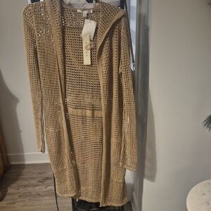 Cyrus Beige Knit Open Cardigan